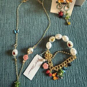 Betsey Johnson Backyard Garden 3 piece jewelry set